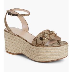NWT Gucci Horsebit Platform Espadrilles Sandals